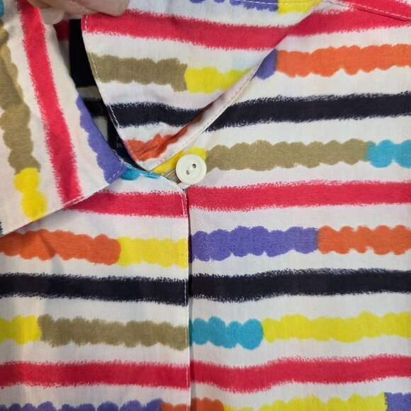 Womens Dockers 93 Small Button Down Shirt Colorful Pastel Striped Deadstock - Picture 6 of 9